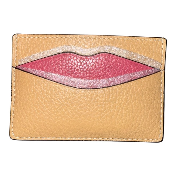 Coach NWT Tan and Pink Lip Design Card Holder - Picture 2 of 6